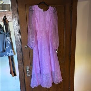 Madeline Pink Sundress with Bishop Sleeves for Weddings